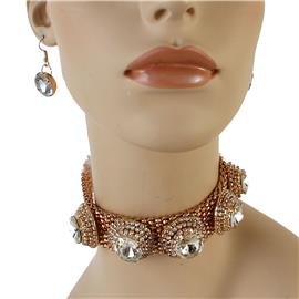 Metal Rhinestones Choker Set