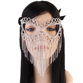 Rhinestones Round-Fringed Mask