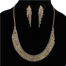 Rhinestone U shaped Clip-On Necklace Set