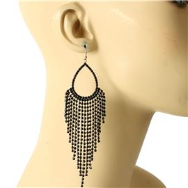 Rhinestones Tear Fringeds Earring