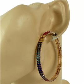 50mm Two Lines Rhinestones Hoop Earring