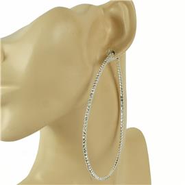 70mm Tear Rhinestones Hoop Earring