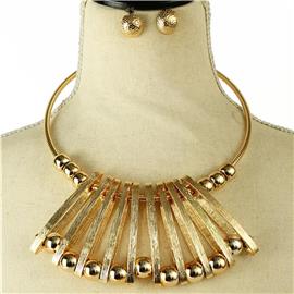 Metal Drop Choker Necklace Set