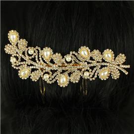 Rhinestones Pearl Tears Hair Comb