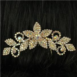 Rhinestones Swirl Flower Hair Comb