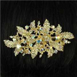 Metal Crystal Leaves Hair Comb