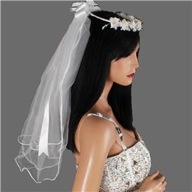 Laces Pearls Flower Wedding Veil