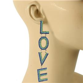 Rhinestones Long Casting Love Earring