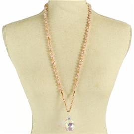 Long Crystal Beads Tear Necklace