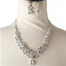 Crystal Flower Necklace Set