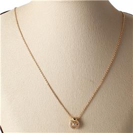 CZ Round Heart Pendant Necklace