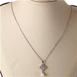 CZ Pearl Pendant Neckace