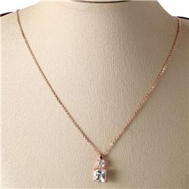 CZ Pendant Square Necklace