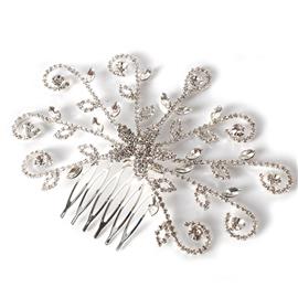 Rhinestones Swirl Flower Hair Comb