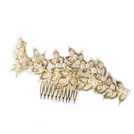 Metal Pearl Leaves Hair Comb