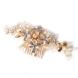 Metal Crystal Flower Hair Comb