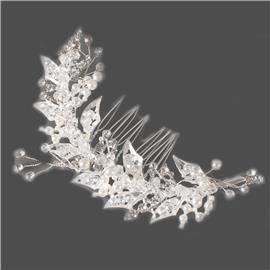 Crystal Beads Leaf Hair Comb