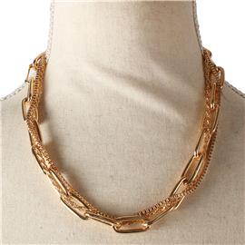 Metal Oval Chain Necklace