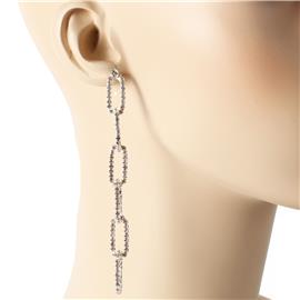 Rhinestones Oval Chain Earring