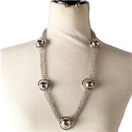 Metal Ball Chain Necklace Set