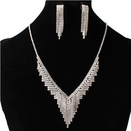 Rhinestoes Fringeds Necklace Set