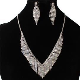 Rhinestones Fringeds Necklace Set