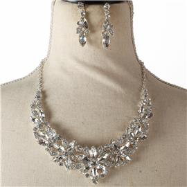 Crystal Flower Necklace Set