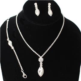 JR Tear Flower Rhinestones Necklace Set