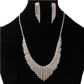 Rhinestones Fringeds Necklace Set