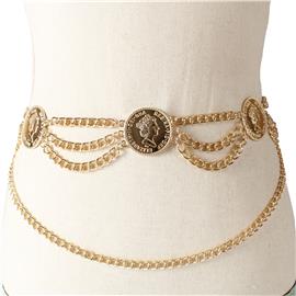 Metal Muti Chain Coins Belt