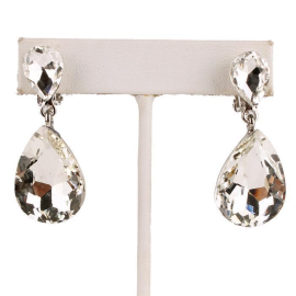 Crystal Teardrop Clip-On Earring