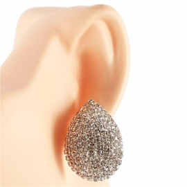 Rhinestones Tear Clip-On Earring