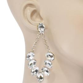 Rhinestone Oval Drop Earring