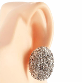 Rhinestones Oval Clip-On Earring