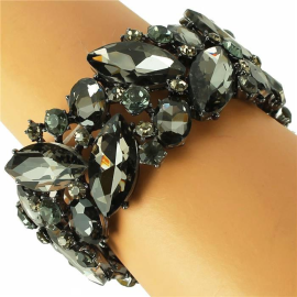 Crystal Leaf Oval Stretch Bracelet