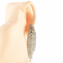 Rhinestones Traingle Fringeds Clip-On Earring