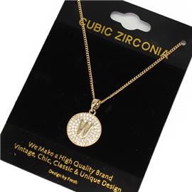 "CZ "W" Pendant Necklace "