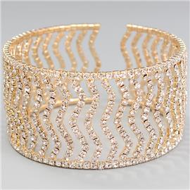 Rhinestone Swirl Design Bangle Bracelet