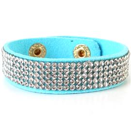 Rhinestones Suede Fives Lines Bracelet