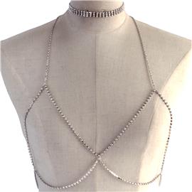 Rhinestones Choker Bra Chain