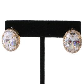 CZ Oval French Back Earring