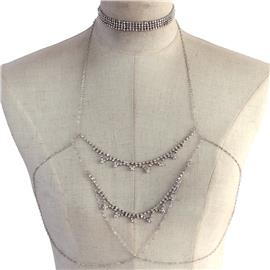 Rhinestones Desing Choker Bra Chain