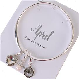 April Charm Bangle Bracelet