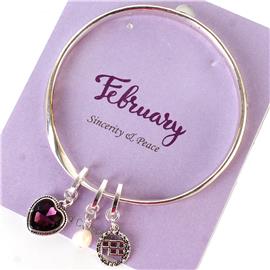 February Charm Bangle Bracelet