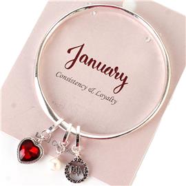 January Charm Bangle Bracelet