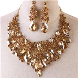 Teardrop Crystal Necklace Set