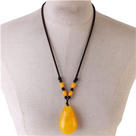 Amber Teardrop Pendant Necklace