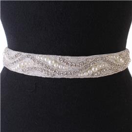 Pearl Rhinestones Swirl Belt