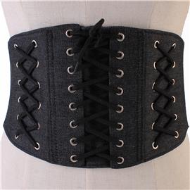 Denim Three Tie Corset Belt