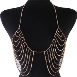 Rhinestones Drop Bra Body Chain